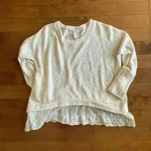 Others Follow | Oversized lightweight cream lace top sweater size M